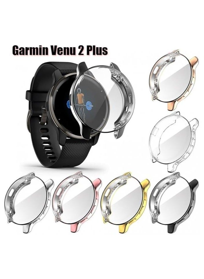 غطاء حماية متوافق مع واقي شاشة ساعة Garmin Venu 2 Plus، جراب واقٍ شامل من مادة TPU الناعمة لملحقات Garmin Venu 2 Plus (ذهبي) - Image 2