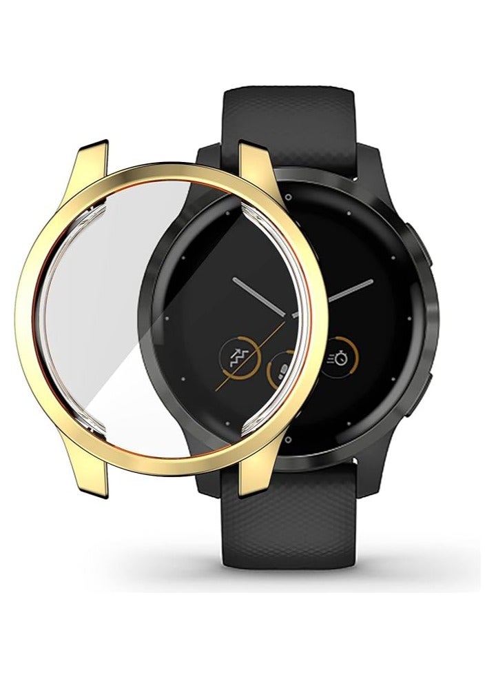 غطاء حماية متوافق مع واقي شاشة ساعة Garmin Venu 2 Plus، جراب واقٍ شامل من مادة TPU الناعمة لملحقات Garmin Venu 2 Plus (ذهبي) - Image 3