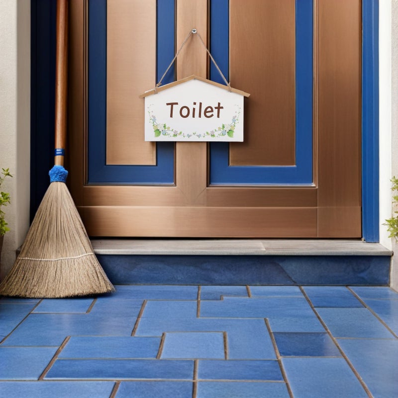 🚽 علامة باب مرحاض من الخشب الريفي للحمام مزودة بحبل تعليق ألوان متنوعة قطع - Image 4