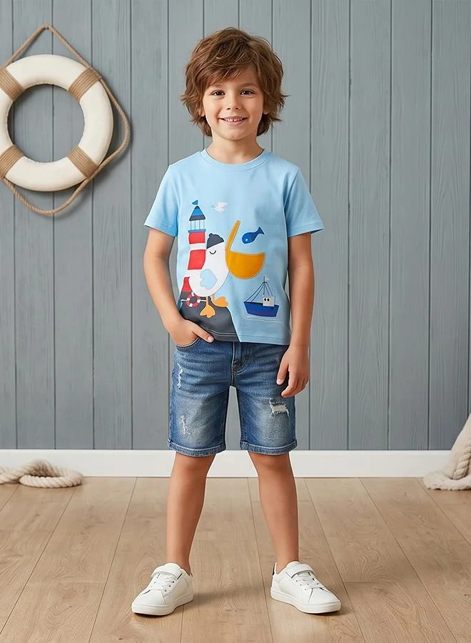 Babies & More Babies & More Toddler Boys Blue Short Sleeve T-Shirt