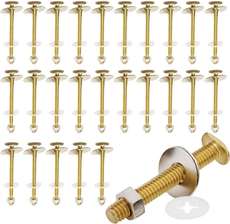 Raven KCDC-36534-200 Brass Plated Closet Bolts with Nuts and Washers For Toilets, 1/4-inch x 3-1/2 inch, Pack of 200, 1/4" x 3-1/2" - Image 1