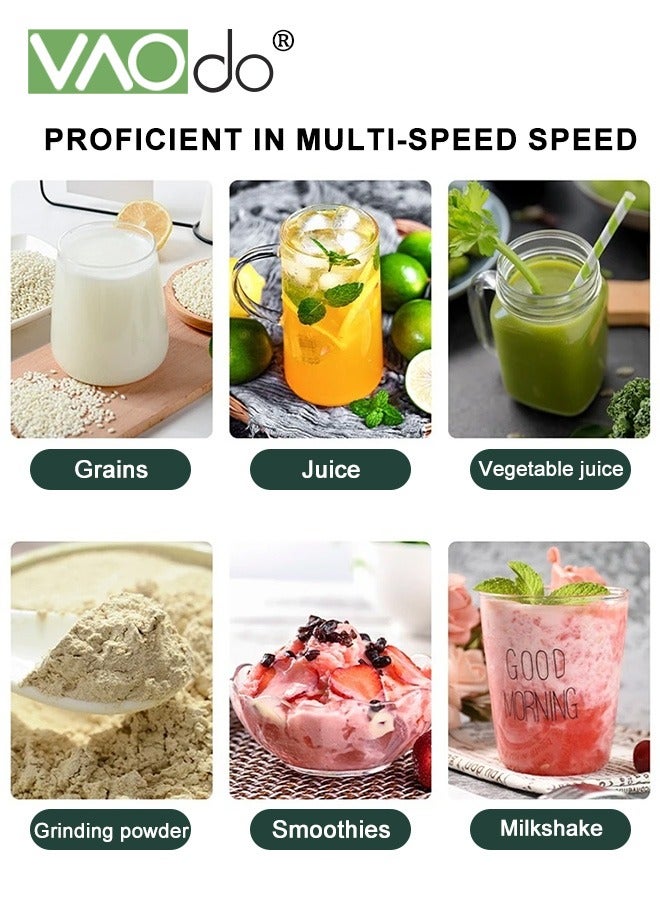 فاو دو خلاط 4500 واط خلاط كونترتوب احترافي عالي السرعة مع شفرات متينة من الفولاذ المقاوم للصدأ خلاط خالٍ من مادة BPA للمخفوقات والعصائر المكسرات والثلج والفواكه آمنة للاستخدام في غسالة الأطباق - Image 3