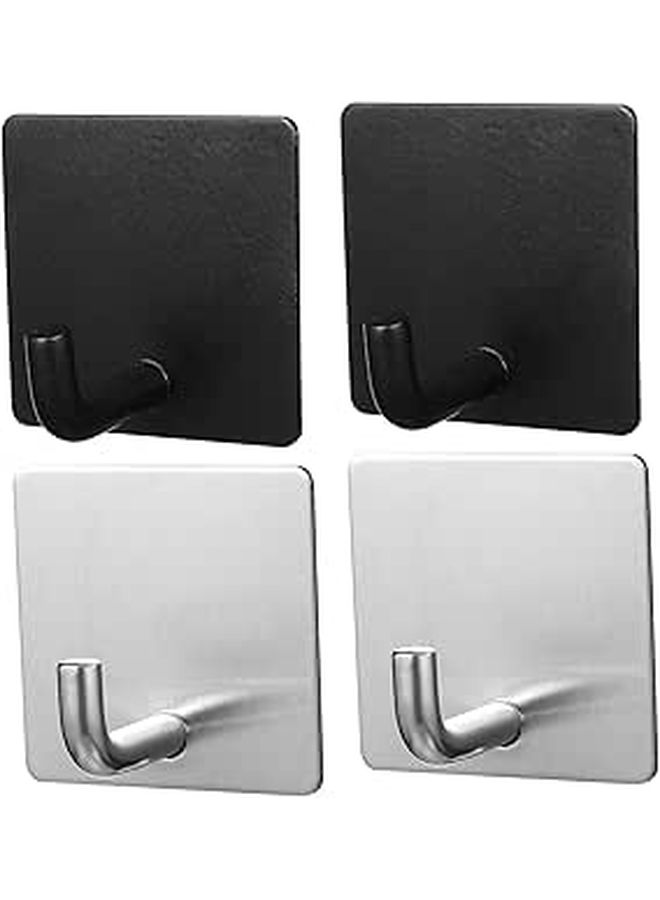 4 Pack White Adhesive Hooks Towel Hangers For Bathroom Strong Hold Smooth Surface Easy Installation Modern Design - Image 1