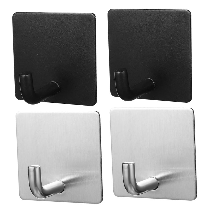 4 Pack White Adhesive Hooks Towel Hangers For Bathroom Strong Hold Smooth Surface Easy Installation Modern Design - Image 2