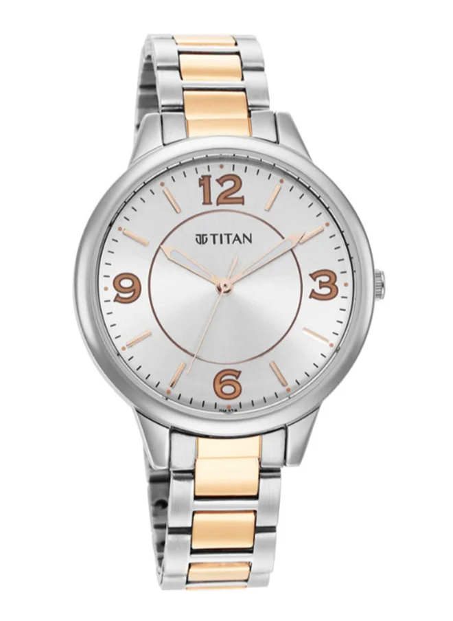 تيتان Women Analog Round Shape Stainless Steel Wrist Watch - 2617KM01 - 43.5 Mm