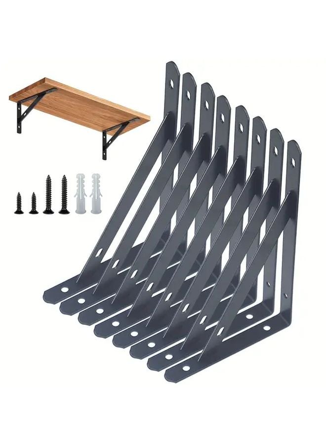 8 Inch 8 Pack Heavy Duty L Shaped Floating Shelf Brackets Metal Corner Support - Image 2