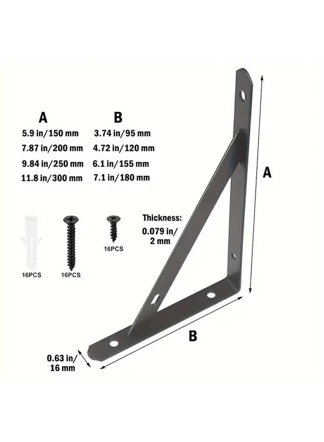 8 Inch 8 Pack Heavy Duty L Shaped Floating Shelf Brackets Metal Corner Support - Image 4