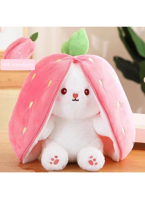 Strawberry Turns Into a Rabbit Plush Toy, Pillow Doll Plush Doll