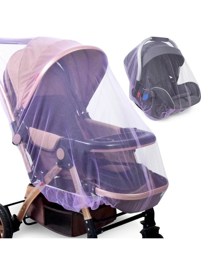 Sysmie Mosquito Net for Stroller (2 Pack) - Durable Baby Stroller Mosquito Net - Perfect Bug Net for Strollers, Bassinets, Cradles, Playards, Pack N Plays and Portable Mini Crib (Purple) - Image 1