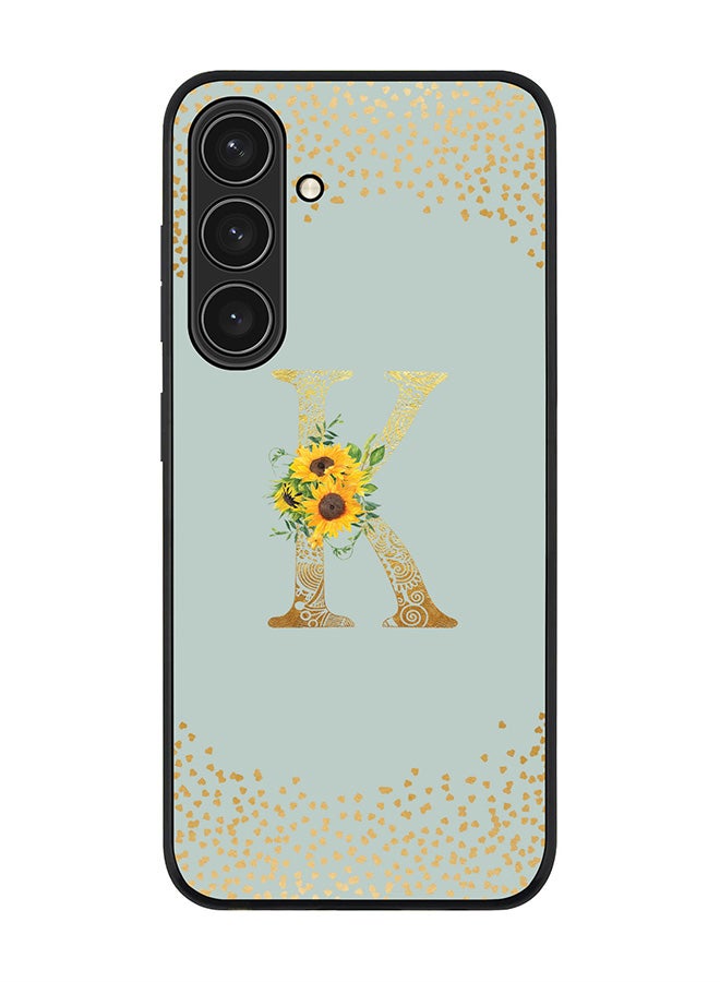 Stylizedd For Samsung Galaxy S25+ / S25 Plus 5G Case,Slim fit Camera Protection, Shockproof Thin Phone cover  - Custom Floral Monogram - K  (Light Grey ) - Image 1