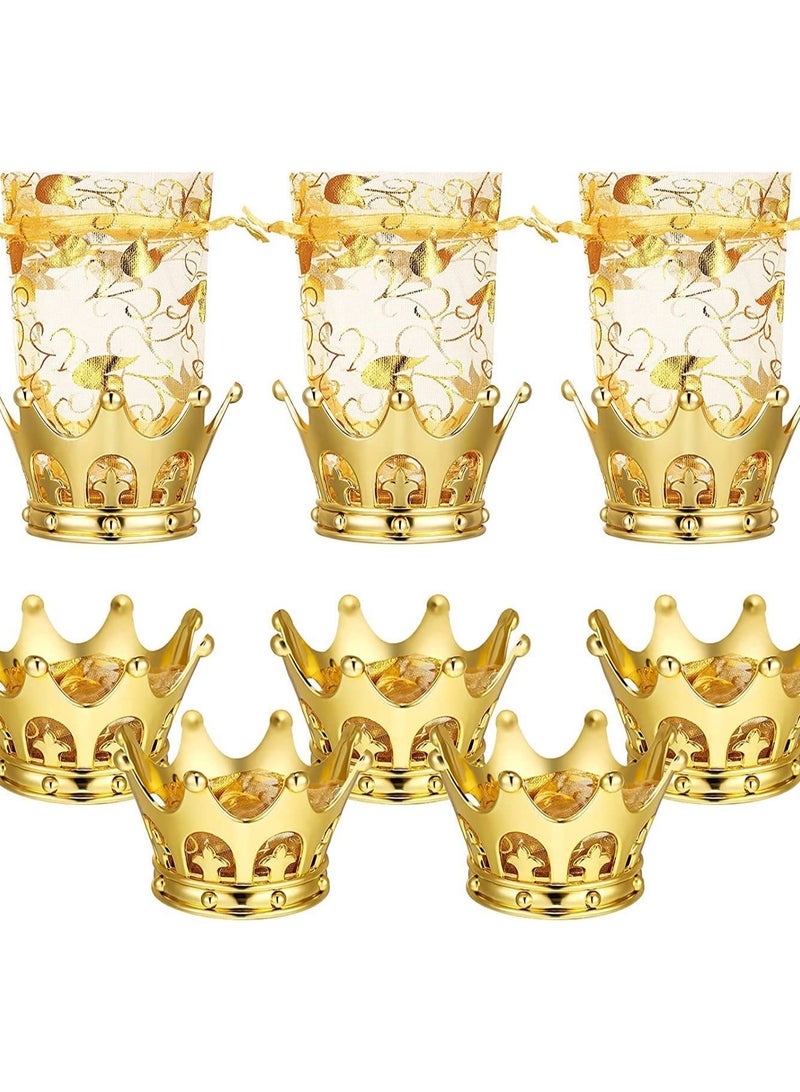 Crown Candy Boxes 12Pcs Gold Fillable Crown Goblet with Pouch for Candy Chocolate Cake Dessert Storage Decoration for Prince Princess Baby Shower Birthday Party Bridal Wedding Royal Themed - Image 1