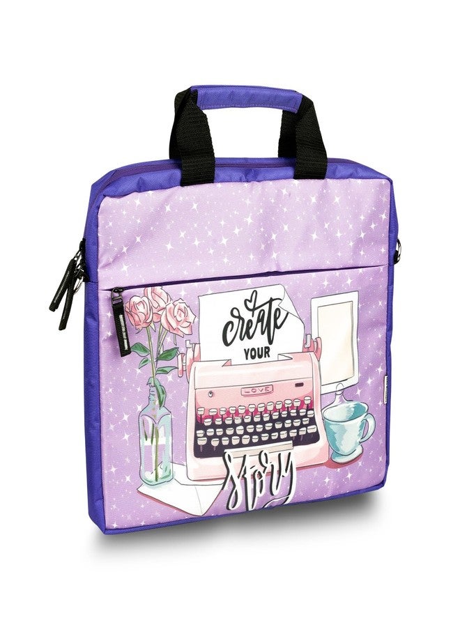 Echo Boomers Love Printed Purple Colour Multi Pocket Sling Laptop Bag with Detachable Strap - Image 2