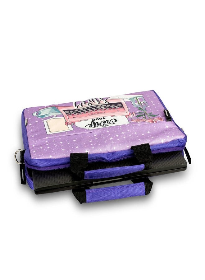 Echo Boomers Love Printed Purple Colour Multi Pocket Sling Laptop Bag with Detachable Strap - Image 4
