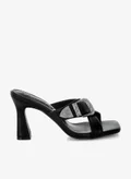 London Rag Engraved Metallic Buckle Sandals In Black