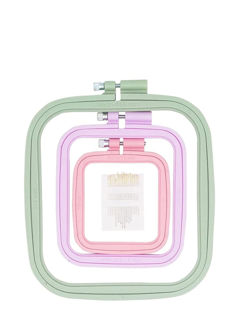 SYOSI 3 Pieces 3 Sizes Square Embroidery Hoops Cross Stitch Hoop and ABS Plastic Embroidery Hoops for Embroidery Cross Stitch and DIY Craft Sewing  - Image 1