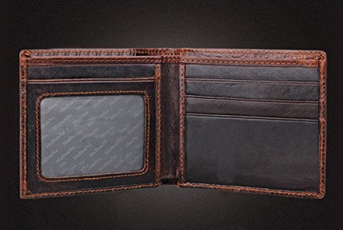 Medifier Mens Brown Genuine Leather Wallet with Credit Card Holder Dragon Pattern S - Image 2