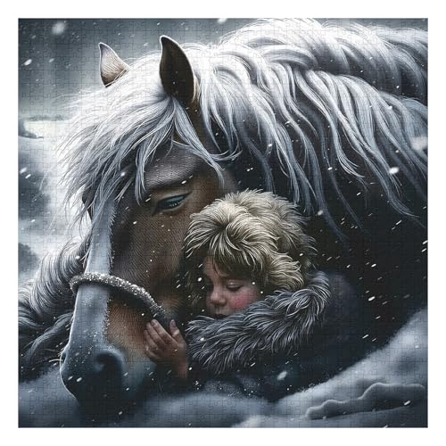 PPuzzling Horse Puzzles 1000 Pieces for Adults Nature Winter Animal Jigsaw Puzzles Difficult Snowy Girl Puzzle as Home Wall Art - Image 5