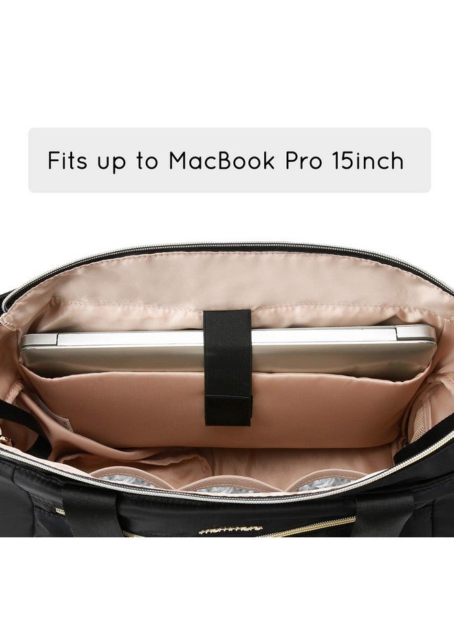 mommore Breast Pump Bag Diaper Tote Bag with 15 Inch Laptop Sleeve Fit Most Breast Pumps Like Medela, Spectra S1,S2, Evenflo - Image 3