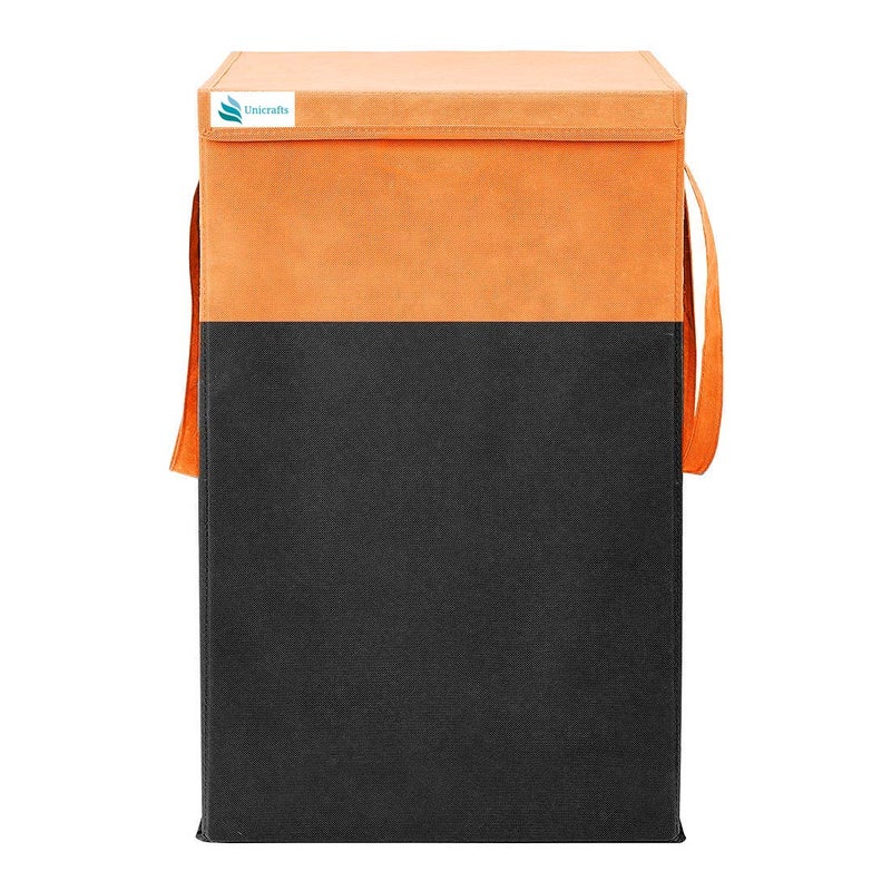 Unicrafts Laundry Basket Laundry Bag for Clothes 68 L With Lid Durable and Collapsible Laundry storage Bag with Side Handles Foldable Laundry Bin for Dirty Clothes Pack of 1 Pc OrangeBlack - Image 1