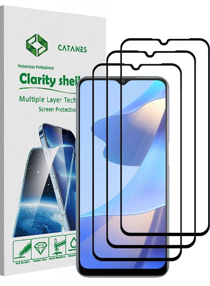 CATANES 3 Pack For Oppo A16s Screen Protector Tempered Glass Full Glue Back - Image 1