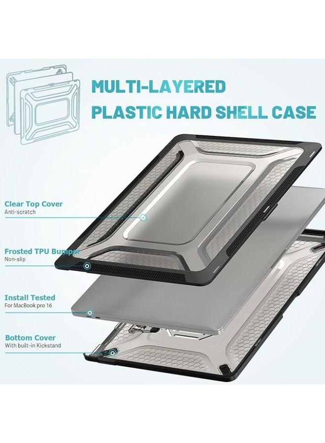 Compatible with MacBook Pro 16 Inch M3 Pro/Max (2023)  M2 Pro/Max A2780 (2023)  M1 Pro/Max A2485 (2021),Anti-Scratching Protective Case with Foldable Stand - Image 4