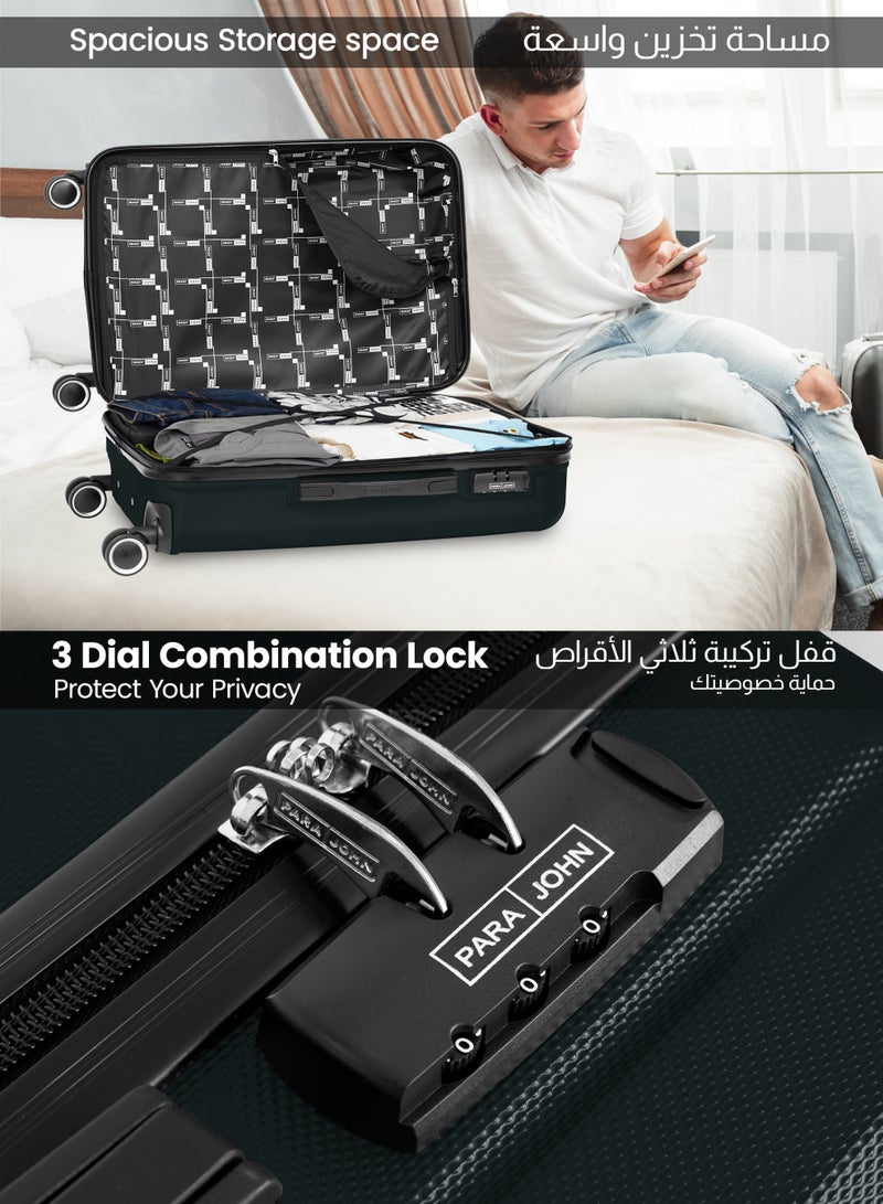 PARAJOHN Large 28-Inch ABS Material Lightweight Hardshell Luggage Trolley | carrying 30kg Durable Hardsided Spinner Trolley Suitcase Army green - Image 3