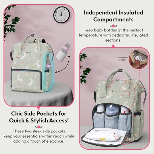 StarAndDaisy Diaper Bag for Mothers for Travel/Diaper Bags for Mom with 26L Large Capacity/Baby Bag for Mother with Multiple Pockets with 3 Double Insulated Bottle Holders (Grey) - Image 5
