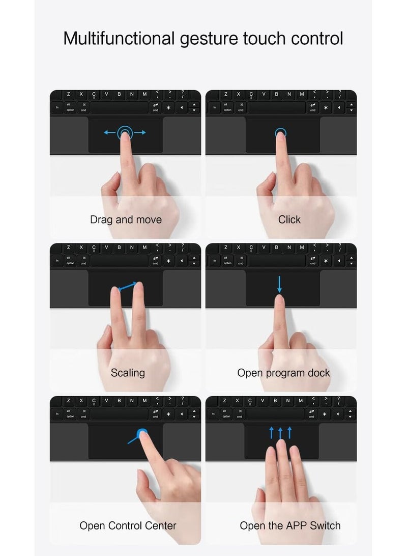 Arabic and English Compatible with IPad Pro 13 Inch 2024 (M4, 7th Gen),Magnetic Touchpad Keyboard Case with Auto Sleep/Wake - Image 5
