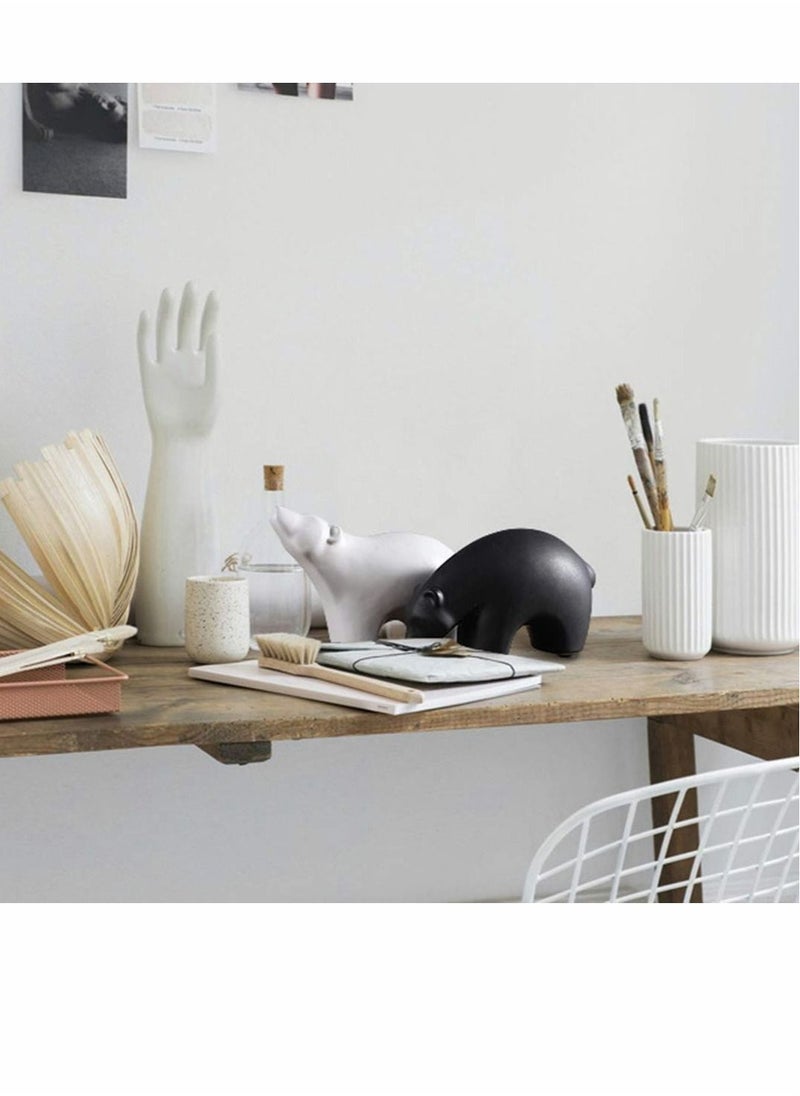 Generic - Ceramic Polar Bear Figurines Home Decor Set, Animal Sculpture and Statue Ornament for Office Table TV Cabinet,  Craft Gifts (2 Pcs) - Image 1