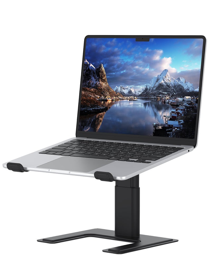ALASHI Laptop Stand for Desk, Computer Stand Adjustable Height, Ergonomic Notebook Laptop Riser, Aluminum Metal Holder Compatible with 10 to 17.3 Inches Notebook PC Computer, Black - Image 1