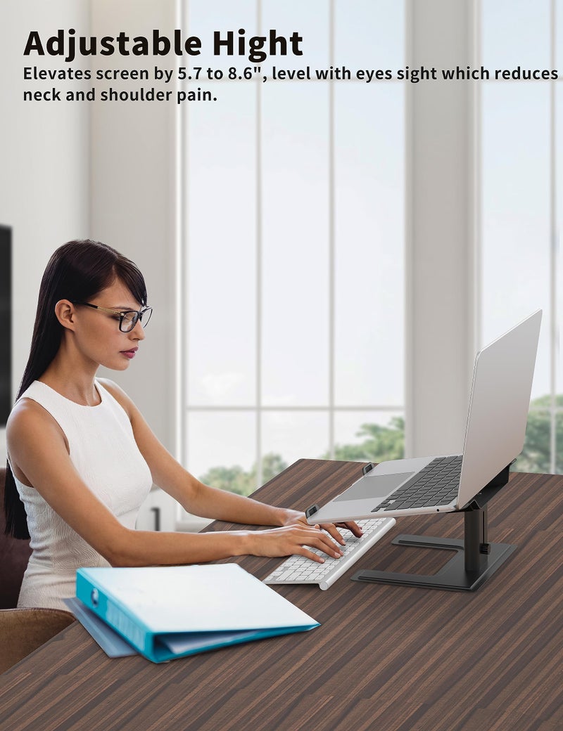 ALASHI Laptop Stand for Desk, Computer Stand Adjustable Height, Ergonomic Notebook Laptop Riser, Aluminum Metal Holder Compatible with 10 to 17.3 Inches Notebook PC Computer, Black - Image 3