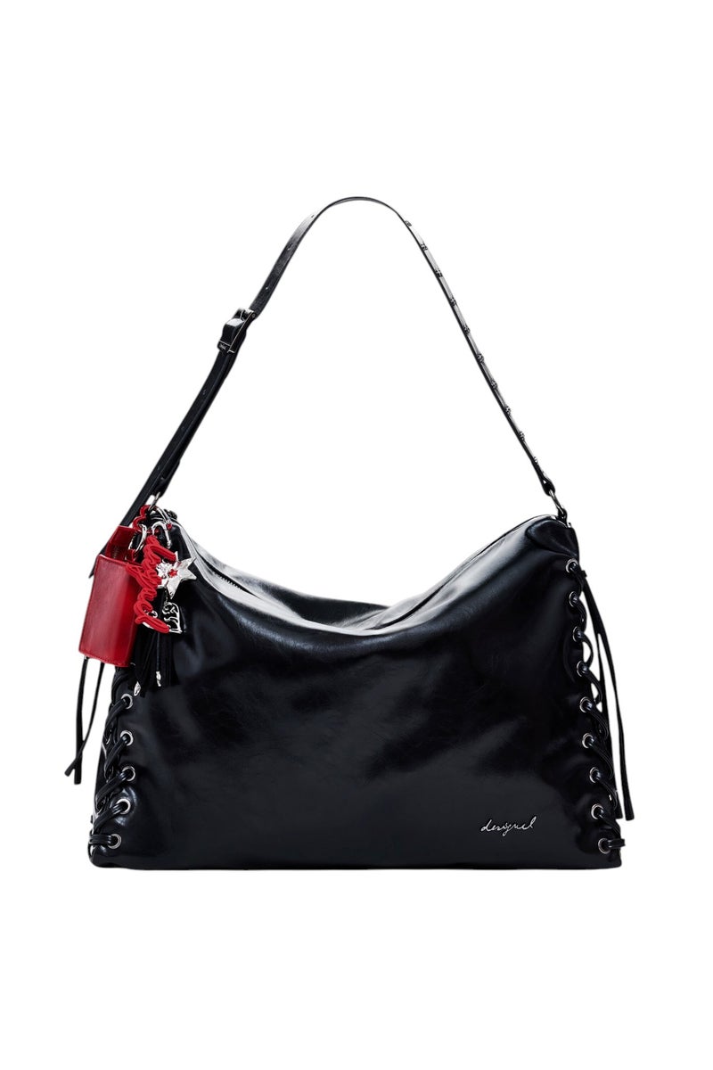 DESIGUAL Bolso de hombro en tejido efecto piel con acabado brillante - Image 1
