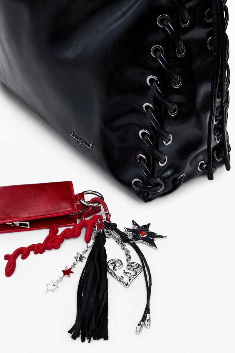 DESIGUAL Bolso de hombro en tejido efecto piel con acabado brillante - Image 5