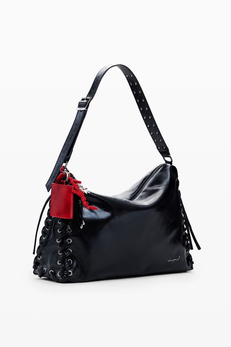 DESIGUAL Bolso de hombro en tejido efecto piel con acabado brillante - Image 3