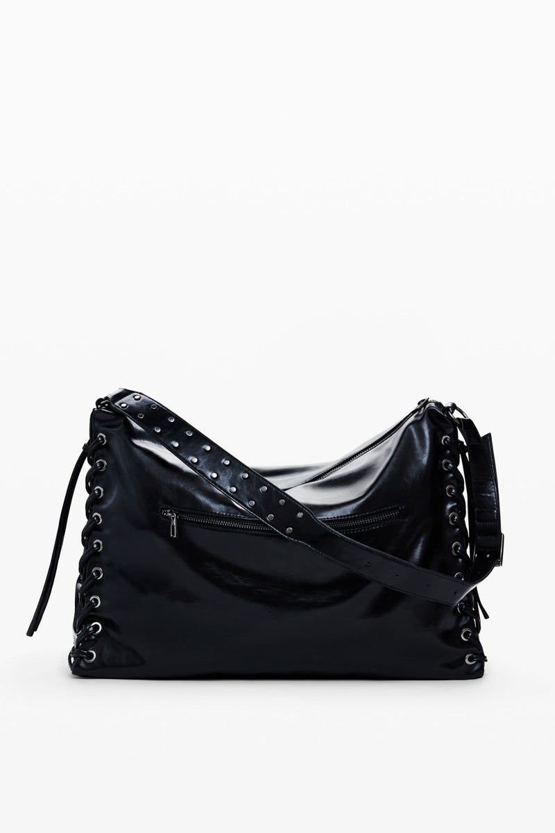 DESIGUAL Bolso de hombro en tejido efecto piel con acabado brillante - Image 4