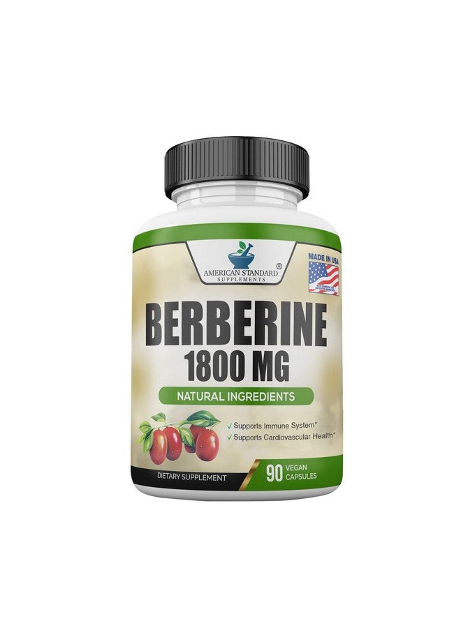 American Standard Supplements بيربرين 1800 ملغ لكل حصة، مكمل بيربرين، بيربرين HCL، أقراص بيربرين، كبسولات بيربرين، صحة القلب والأوعية الدموية، دعم المناعة، 90 كبسولة نباتية - Image 1