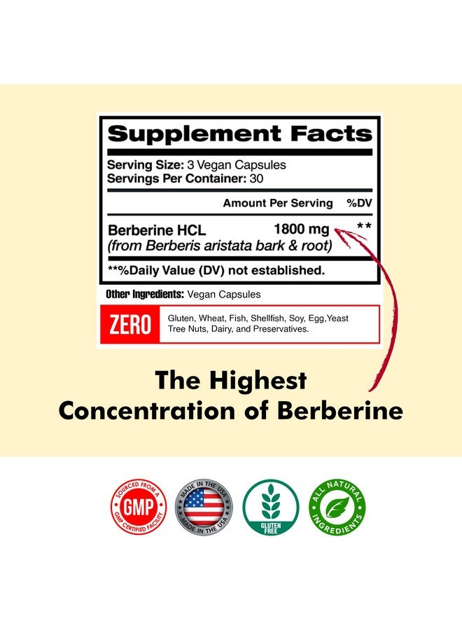 American Standard Supplements بيربرين 1800 ملغ لكل حصة، مكمل بيربرين، بيربرين HCL، أقراص بيربرين، كبسولات بيربرين، صحة القلب والأوعية الدموية، دعم المناعة، 90 كبسولة نباتية - Image 2
