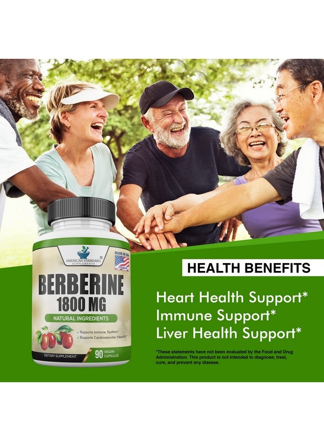 American Standard Supplements بيربرين 1800 ملغ لكل حصة، مكمل بيربرين، بيربرين HCL، أقراص بيربرين، كبسولات بيربرين، صحة القلب والأوعية الدموية، دعم المناعة، 90 كبسولة نباتية - Image 5
