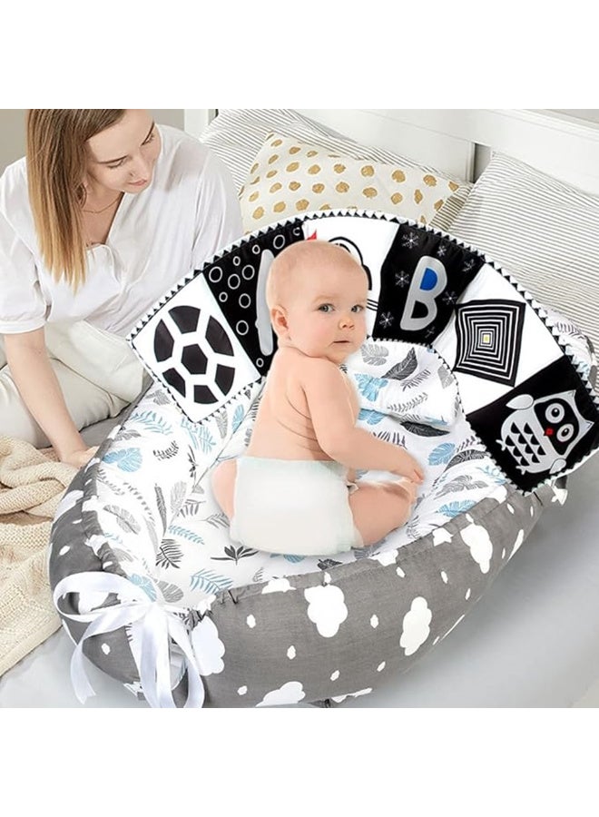 MiniMe High-Contrast Crib Bumper Strips | 0–6 Months | Black & White | Cotton & Velvet | 8 Panels & Foam Padding & Fabric Ties & Machine Washable & Stimulates Educational Visual Development - Image 4