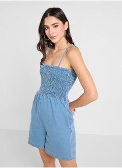 Ginger Shirred Denim Playsuit  - Image 1