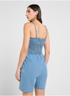 Ginger Shirred Denim Playsuit  - Image 2