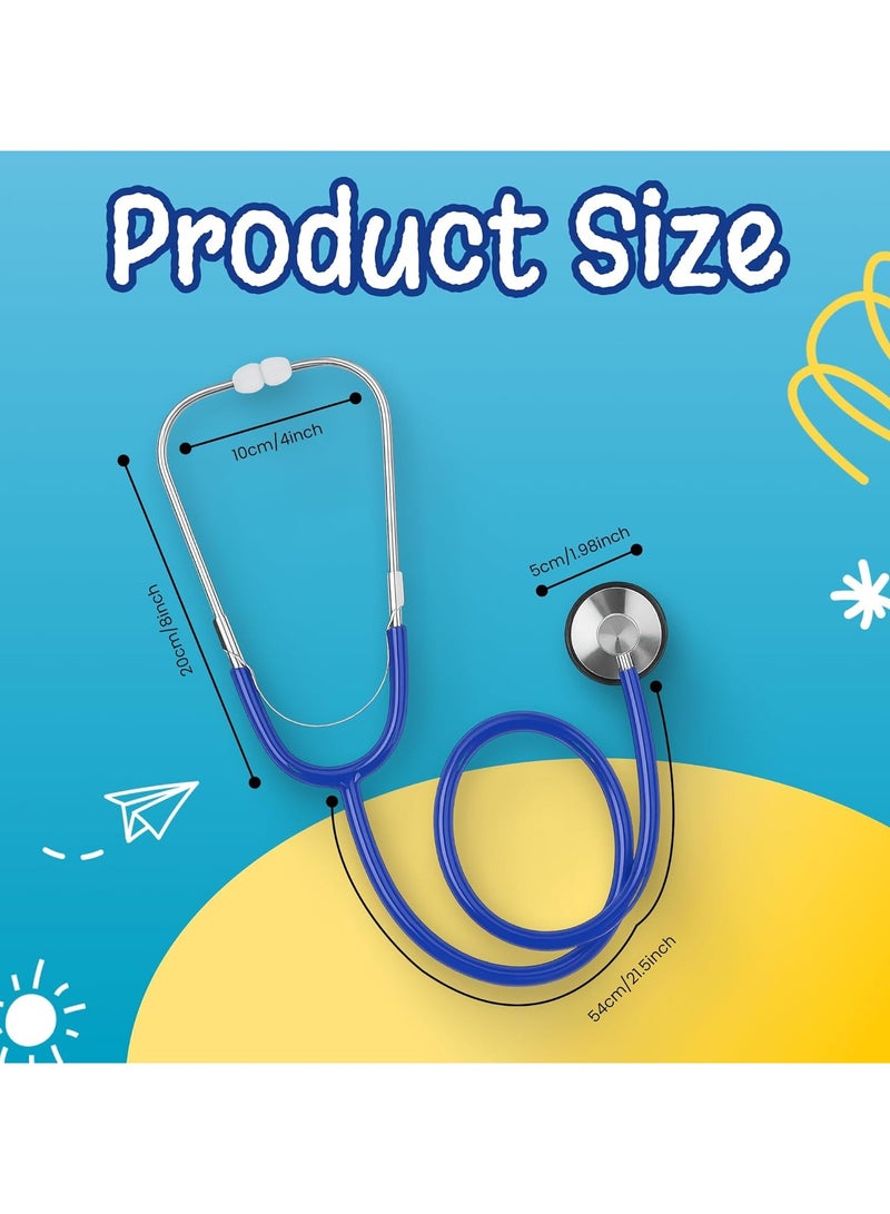 مخطوطات سماعة الطبيب الحقيقية ذات الرأس المزدوج للأطفال، لعب دور الأطفال والاستماع إلى هدايا لعبة نبضات القلب الوظيفية - أزرق - Image 4