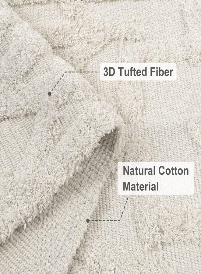 Uphome Boho Hallway Runner Rug 2'x 6', Beige Cotton Washable Kitchen Rug Runners with Tassels, Hand Woven Western Entryway Runner Rugs, Morrocan Accent Throw Carpet for Hallways Bedroom Bathroom - Image 2