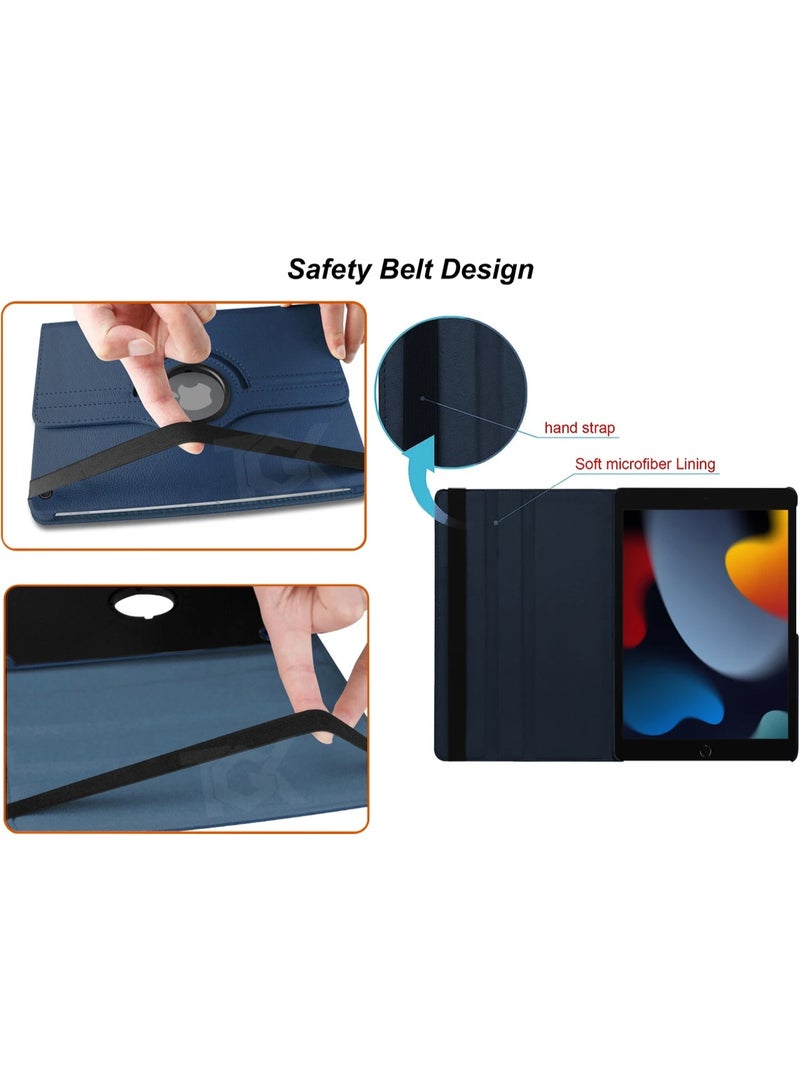 YoYoTech 360° Rotating Case for iPad 9 2021(9th Gen) iPad 8 2020(8th Gen) / iPad 7 2019(7th Gen)10.2 in Case Flip Cover with Multi Viewing Angles Stand | Pencil Holder | Heat Dissipation | TPU Back cover- Blue - Image 4