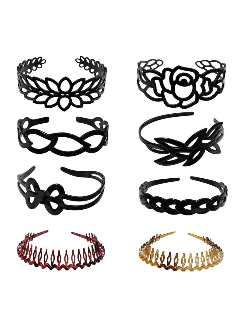 GETACOTA - 8 Pieces Plastic Headbands Inner Teeth Comb Non Slip Hard Headband Accessories for Women Girlsph8p_02 - Image 1