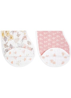 aden + anais aden + anais 100% Organic Cotton Muslin Burpy Bib – Multi-Use, Absorbent 4-Layer Burp Cloth & Full-Coverage Snap-Closure Baby Bib, Lap-Shoulder Drool Cloth, 22.5” X 11”, 2-Pack, Earthly  - Image 1