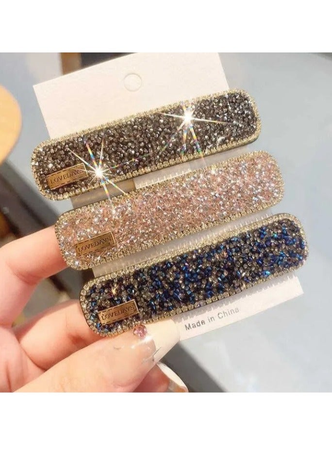 دبوس شعر كوري مرصع بأحجار الراين للنساء مع غرة جانبية مشبك شعر غطاء رأس 2025 مشبك مستقيم جديد عالي الجودة - Image 3