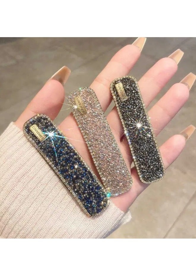 دبوس شعر كوري مرصع بأحجار الراين للنساء مع غرة جانبية مشبك شعر غطاء رأس 2025 مشبك مستقيم جديد عالي الجودة - Image 2