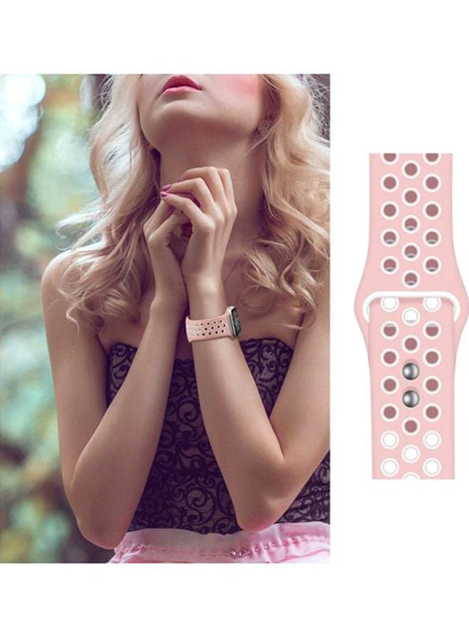 Loquat Replacement Band For Apple Watch Series 1/2/3/4 44mm Pink/White - Image 3