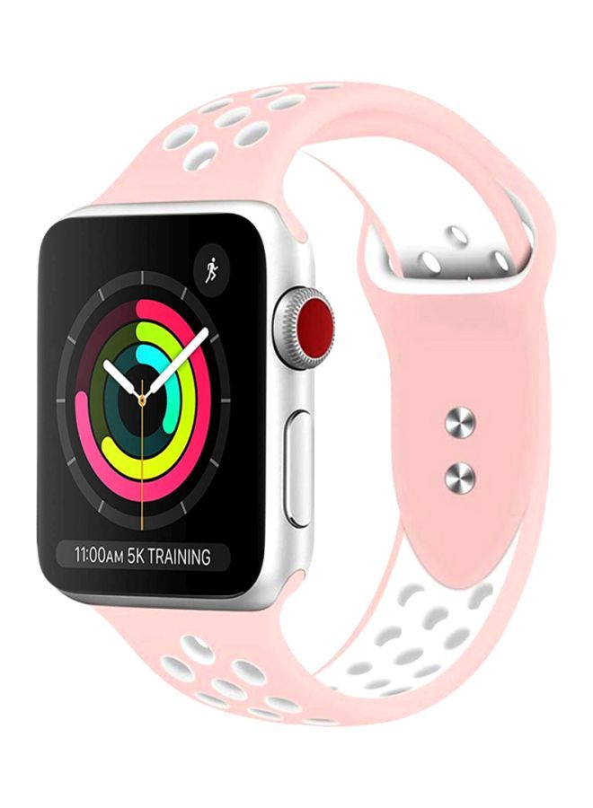 Loquat Replacement Band For Apple Watch Series 1/2/3/4 44mm Pink/White - Image 1